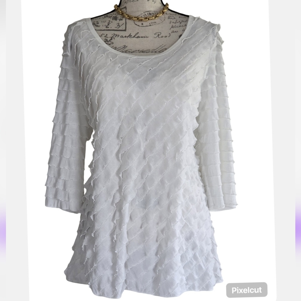 Only 9 White Ruffled Blouse.